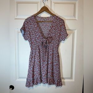 Elegant Red Floral Mini Dress